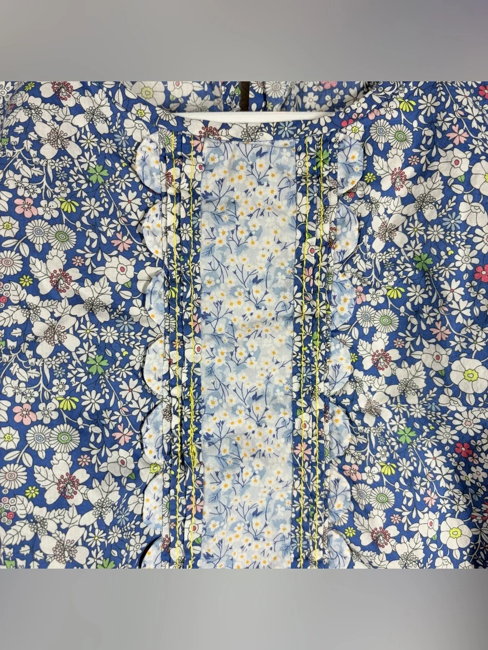 J CREW X LIBERTY Scalloped Cotton Poplin Shirt Women’s S‎ Blue Ditzy Floral Twee